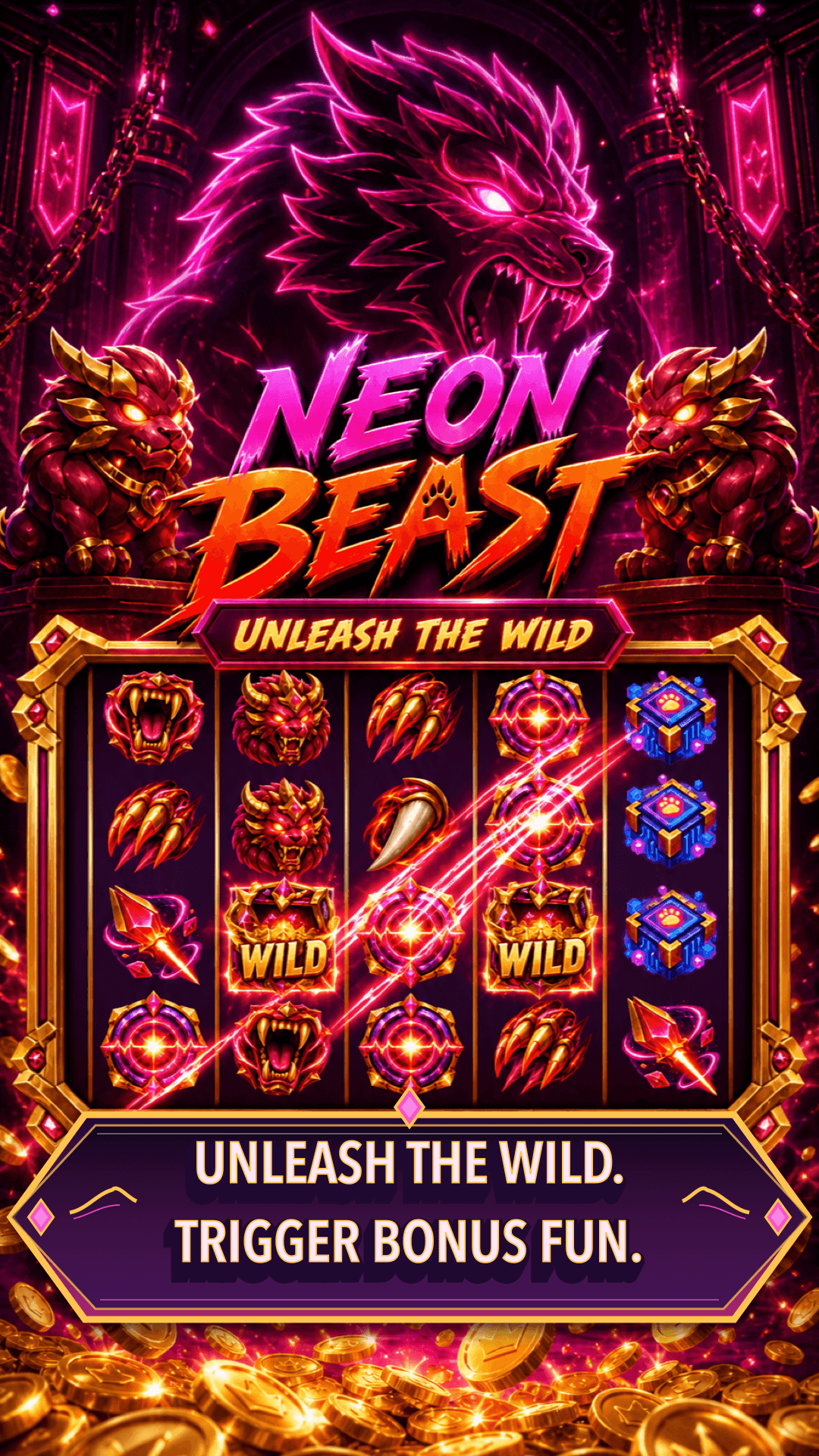 Crazy Slots Neon Beast bonus screenshot
